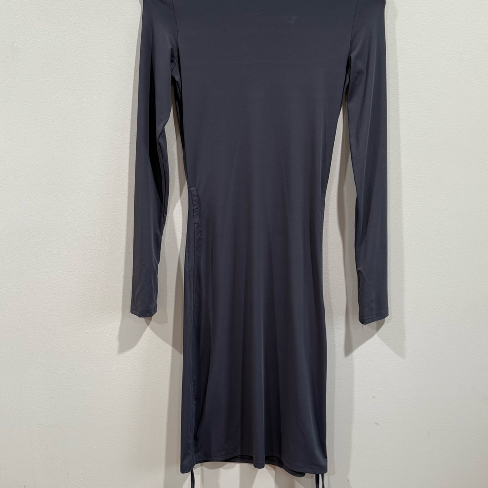 Long Sleeve Bodycon Mini Dress – Charcoal Gray